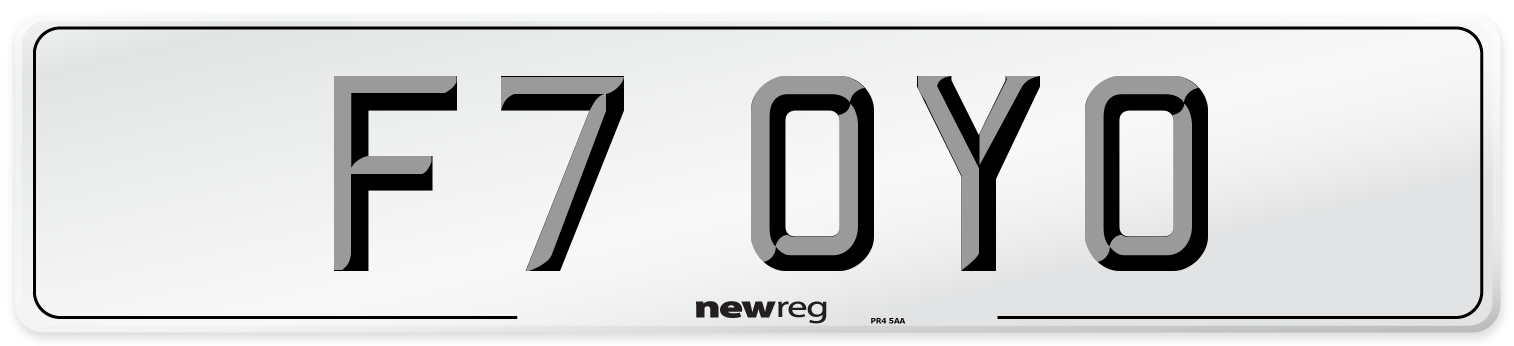 F7 OYO Number Plate from New Reg